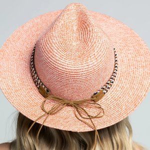 Blush Pink Braided Band Panama Hat